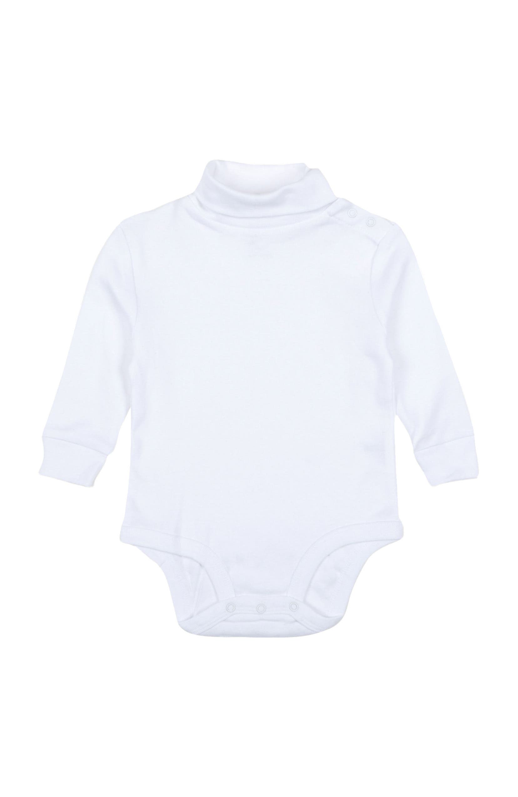 Leveret Kids'  Baby Turtleneck Bodysuit, Cotton Long Sleeve In White
