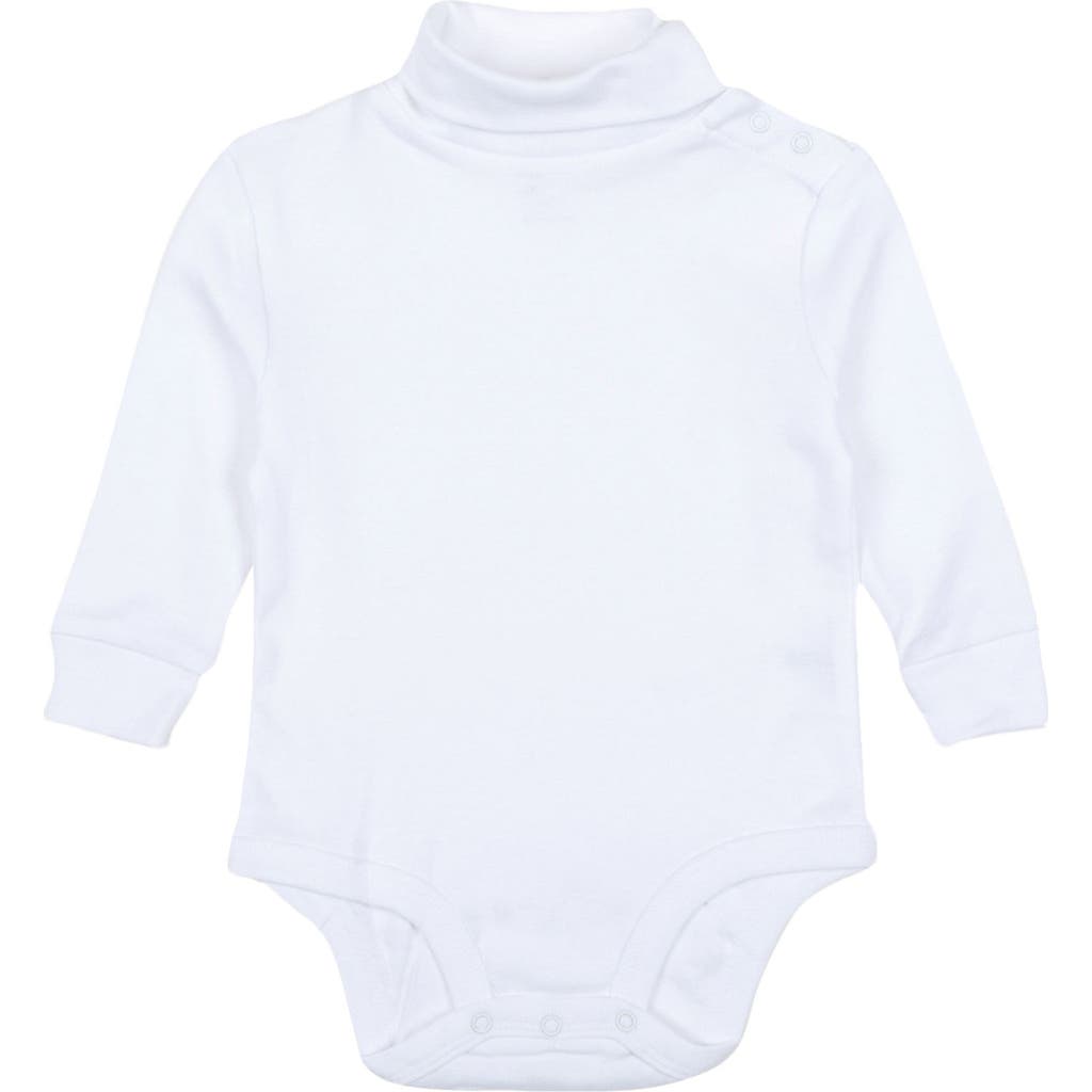 Leveret Kids' Baby Turtleneck Bodysuit, Cotton Long Sleeve In White