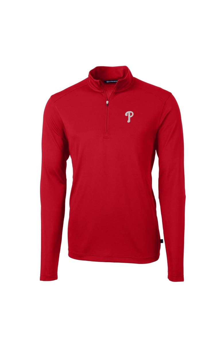Cutter & Buck Men's Cutter & Buck Red Philadelphia Phillies Big & Tall Virtue Eco Pique Quarter-Zip Pullover Jacket, Main, color, Red