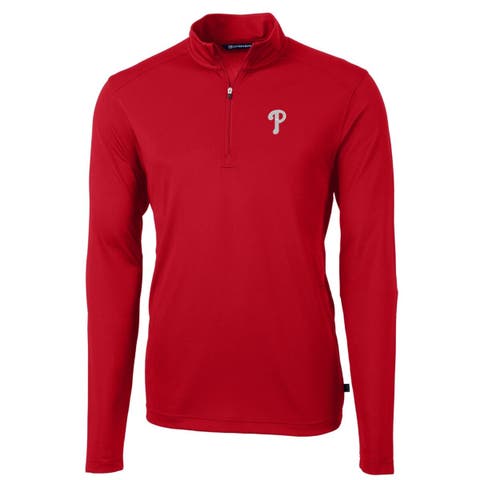 Men's Cutter & Buck Red Philadelphia Phillies Big & Tall Virtue Eco Pique Quarter-Zip Pullover Jacket