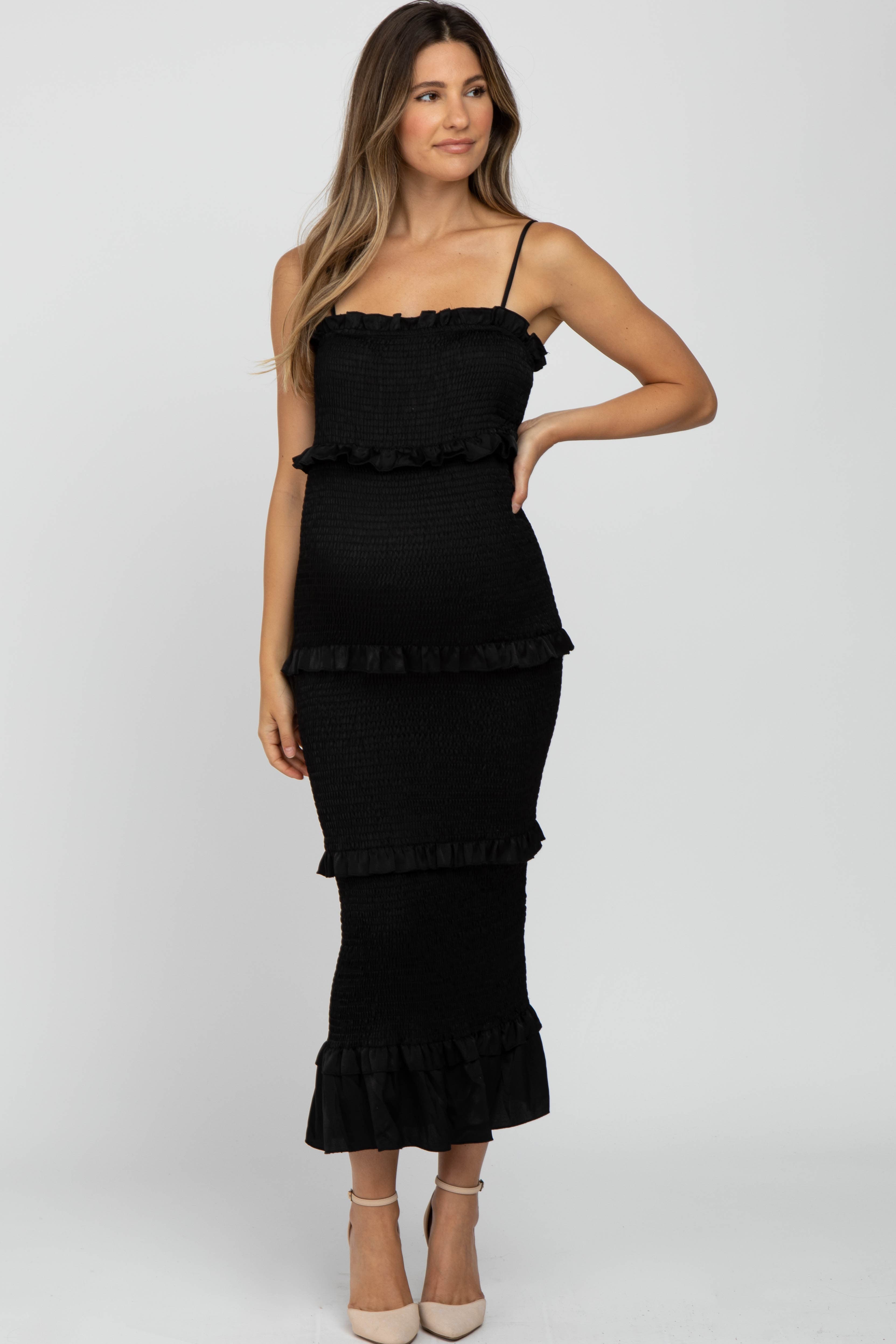 Satin Smocked Fitted Maxi Dress - image 2