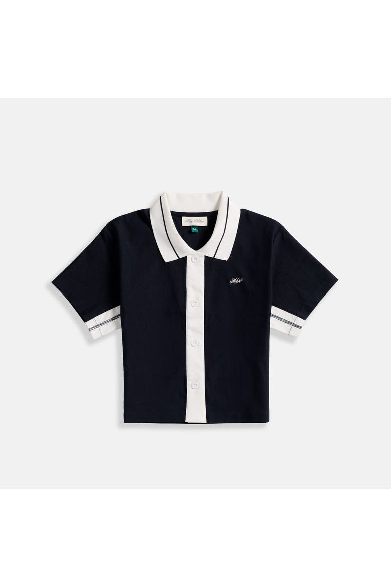 Cropped Tennis Polo, Main, color, Navy/White