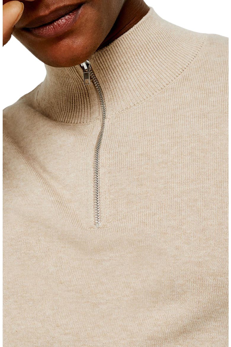 Classic Fit Quarter-Zip Mock Neck Sweater, Alternate, color, STONE