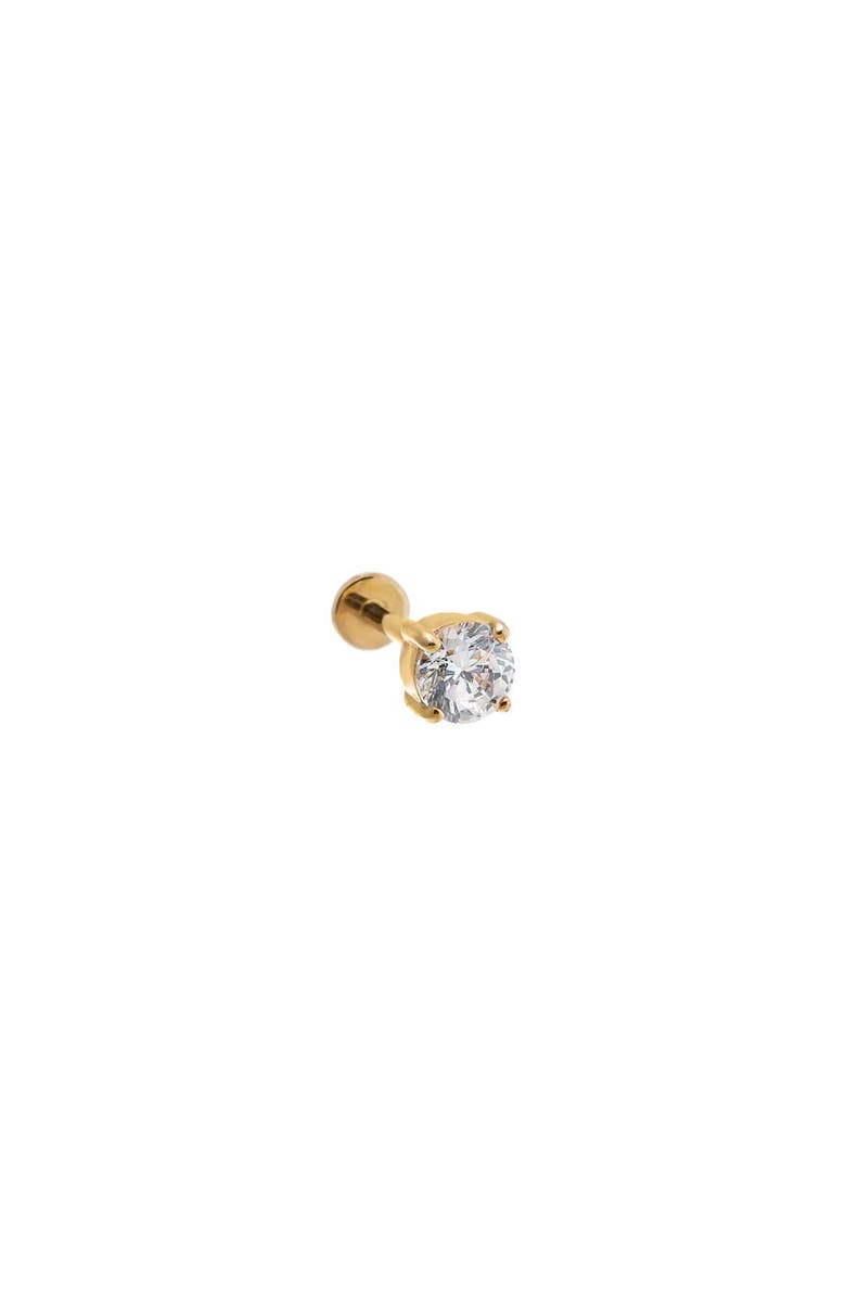 BY ADINA EDEN Tiny Solitaire CZ Threaded Stud Earring 14K, Main, color, 