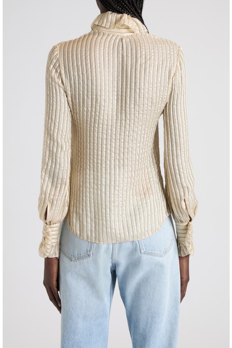 Metallic Stripe Silk Seersucker Shirt, Alternate, color, NATURAL MULTI