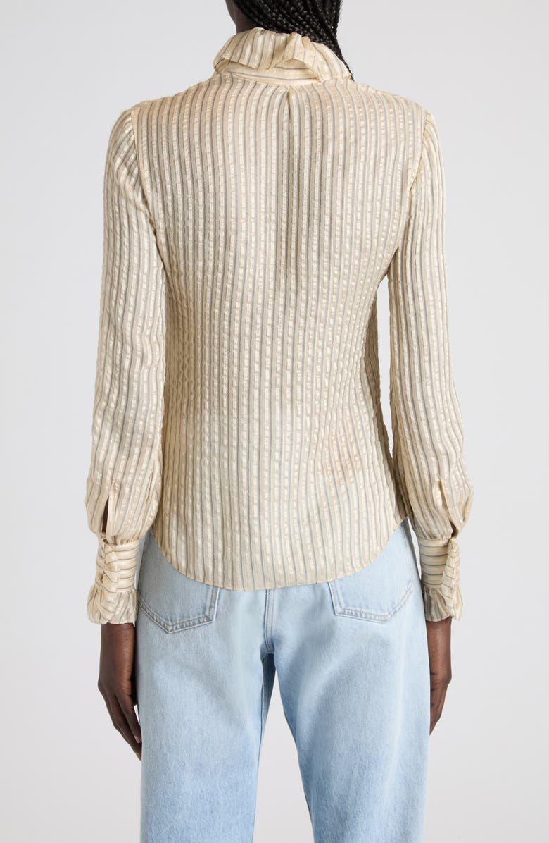 Valentino Metallic Stripe Silk Seersucker Shirt, Alternate, color, Natural Multi