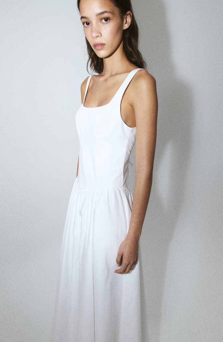 MANGO Featuring Hailey Bieber Cutout Back Detail Cotton Blend Dress, Alternate, color,