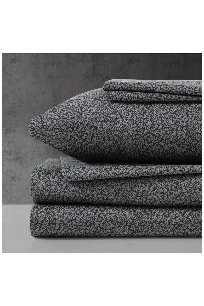 Chill Flowers Sheet Set, Main, color, CHARCOAL