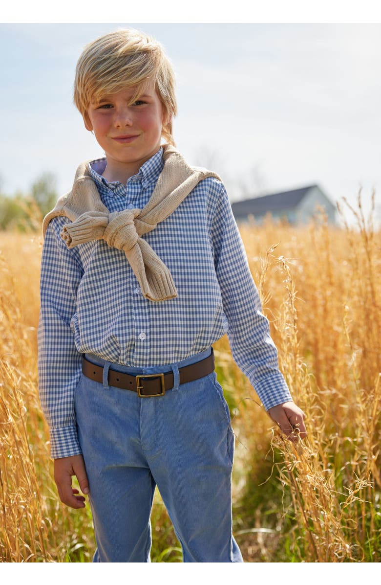 Little English Kids' Button Down Shirt, Alternate, color, Gray Blue Gingham
