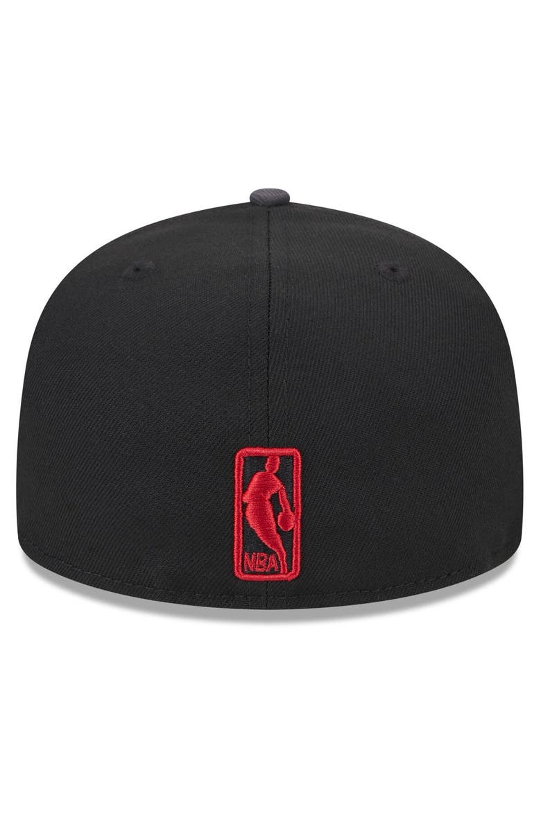 New Era Men's New Era Black Miami Heat Rally Drive Checkerboard 59FIFTY Crown Fitted Hat, Alternate, color, Black