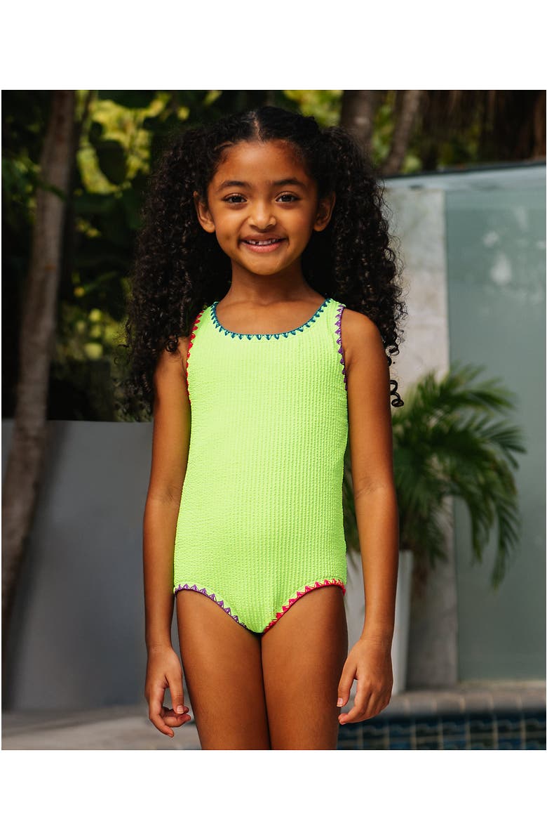 Lands' End Girls Chlorine Resistant Racerback One Piece Swimsuit, Main, color, Electric Lime