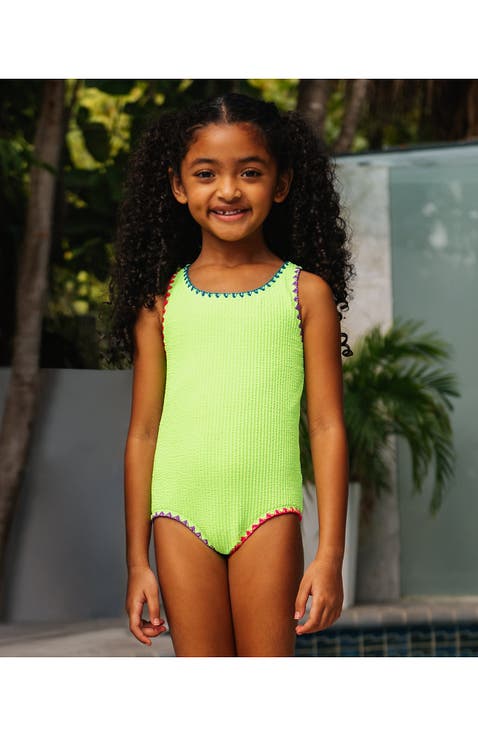 Girls Chlorine Resistant Racerback One Piece Swimsuit