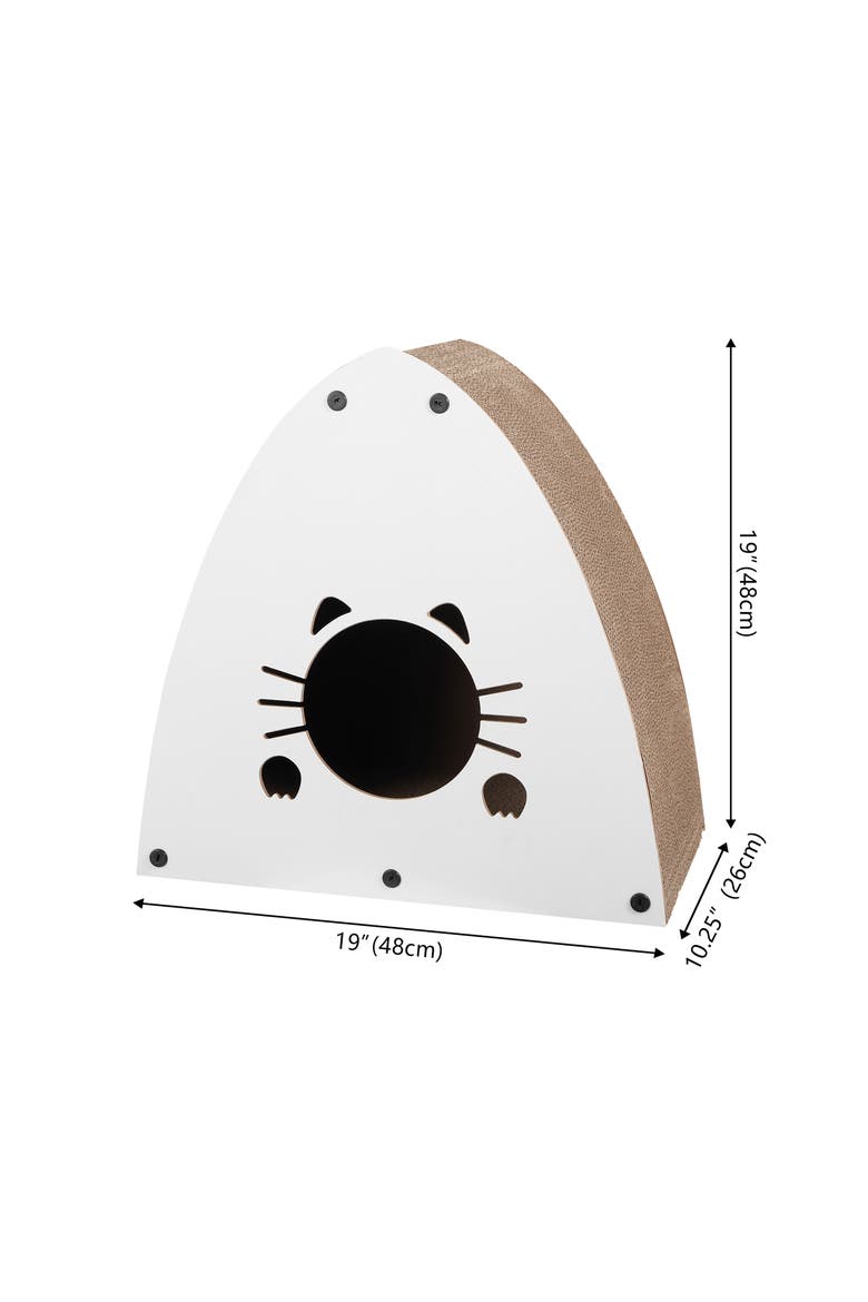 Koko Cardboard Triangle Cat Cave Scratcher with Catnip, Alternate, color, Gray