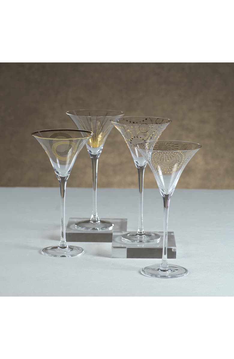 Zodax Festivity Set of 4 Martini Glasses, Alternate, color, Gold