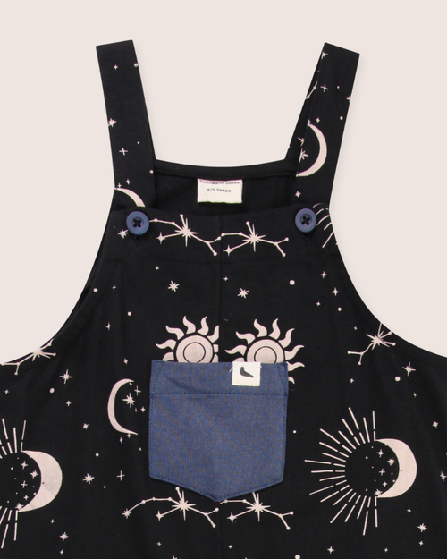Turtledove London Kids Organic Cotton Celestial Print Jumpsuit In Black