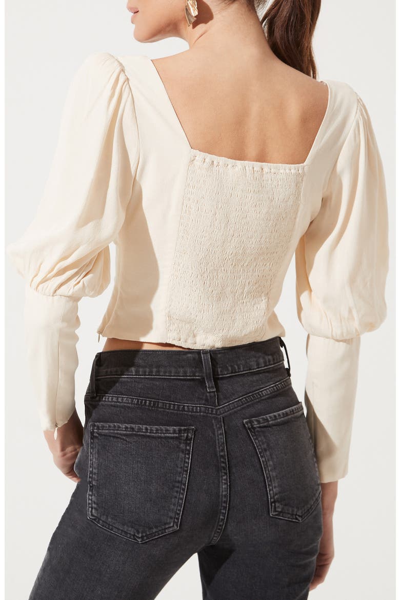 Ruched Puff Sleeve Blouse, Alternate, color, CREAM