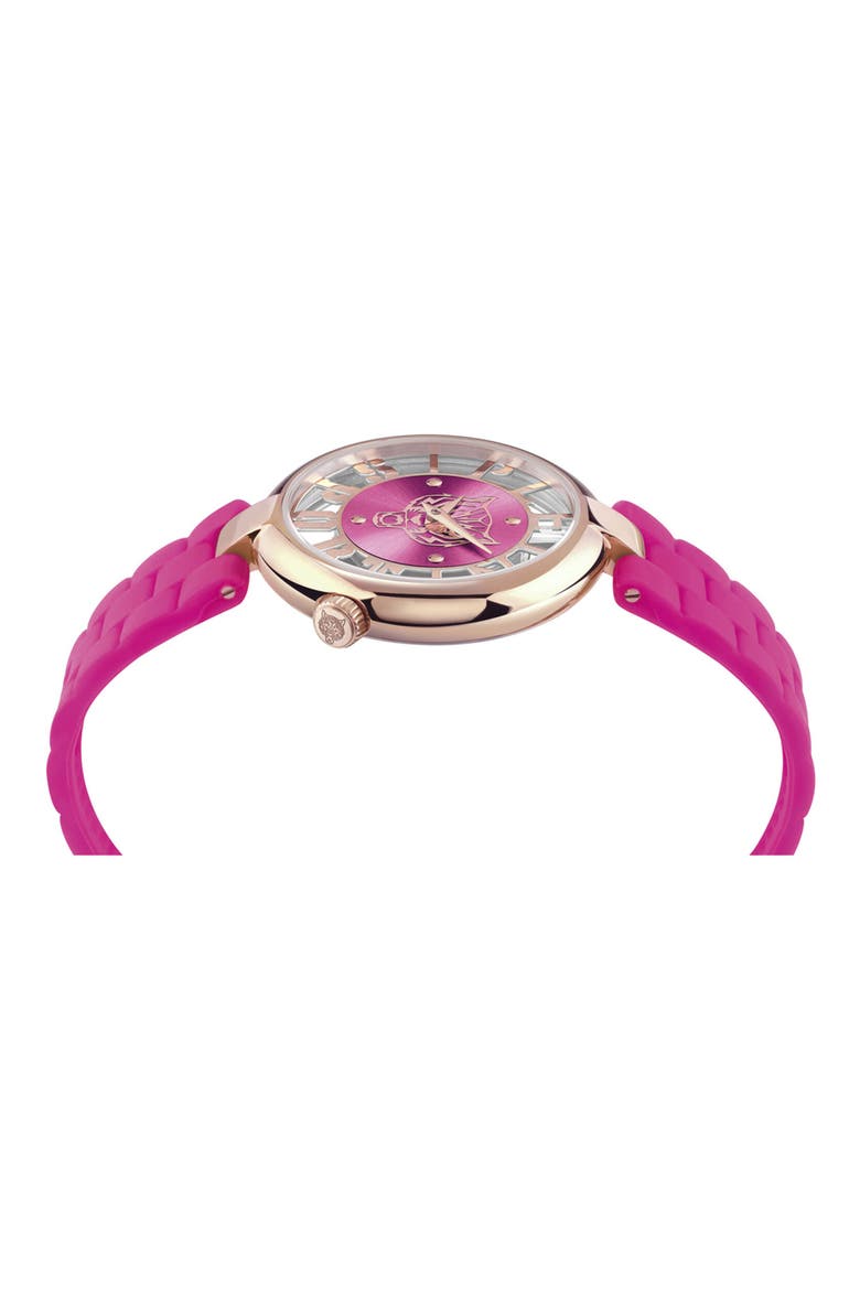 Tiger Luxe Quartz Silicone Strap Watch, 36mm, Alternate, color, ROSE GOLD