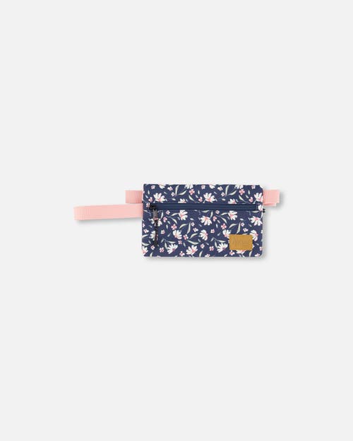 Deux Par Deux Double Pencil Case Flower In Blue