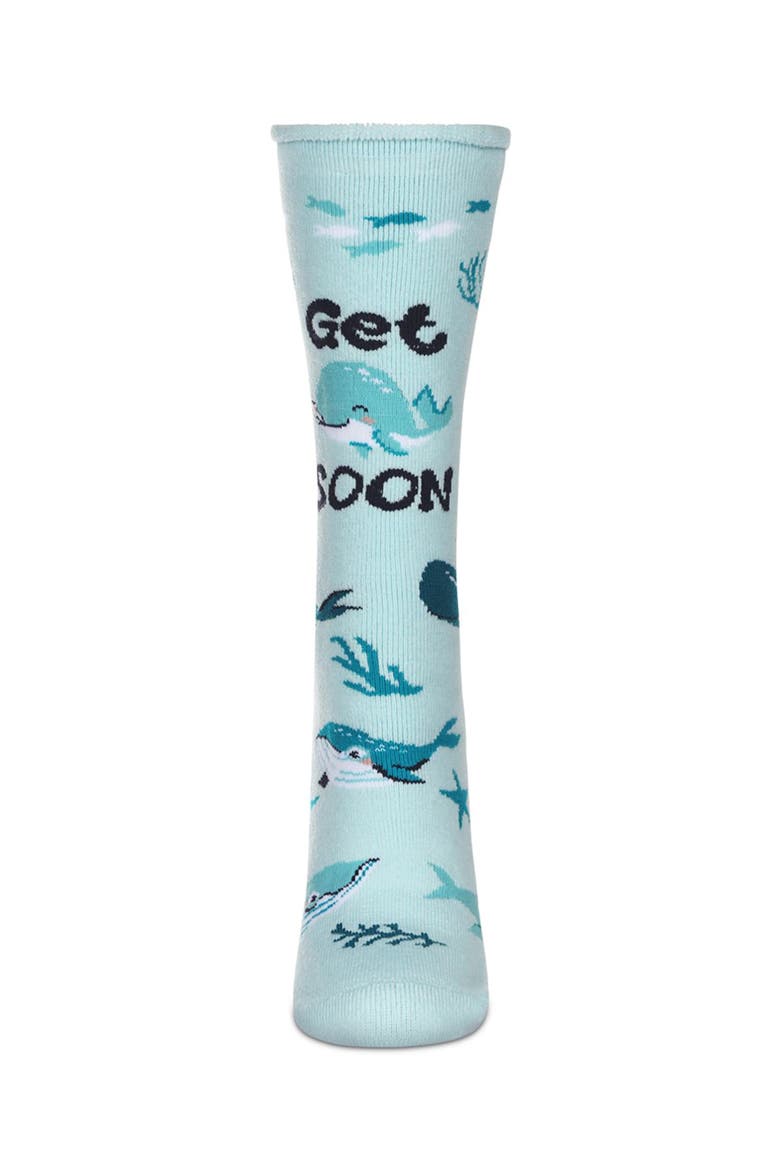 Big Kid's Get Whale Soon Greeting Card Crew Socks, Alternate, color, Light Blue