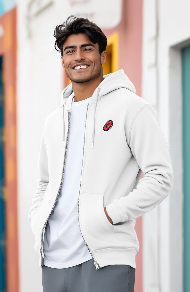 Dalix Donut Zip Hoodie, Alternate, color, White