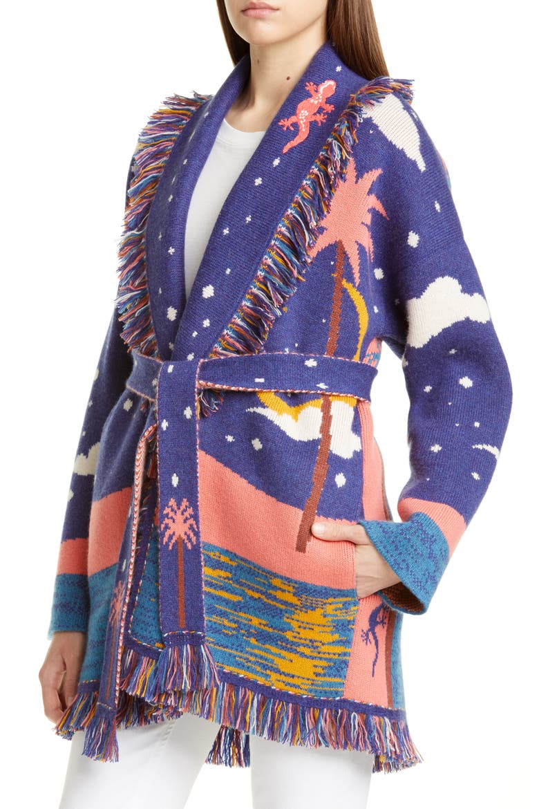 Ocean View Window Oversize Cashmere Cardigan, Alternate, color, OCEAN BLUE