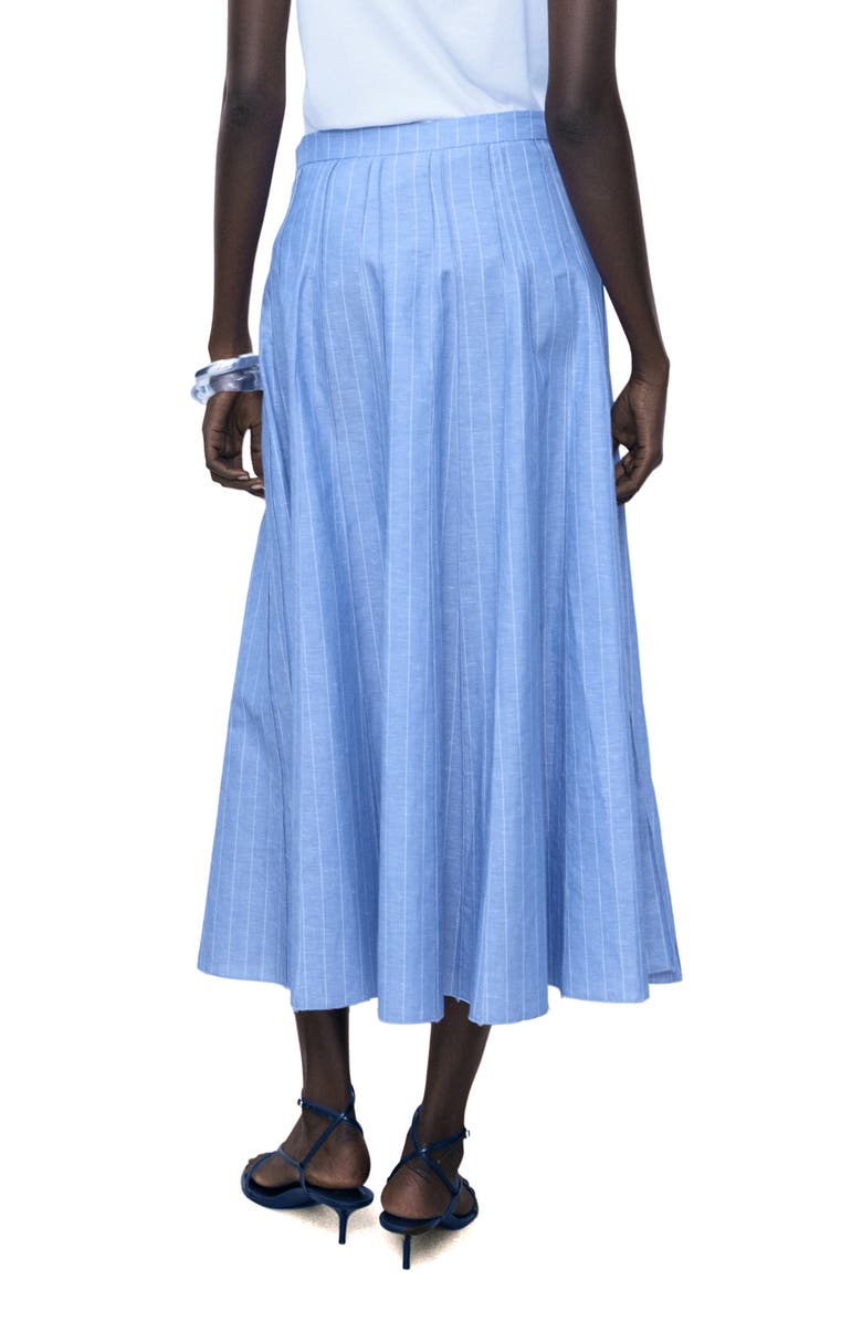 MANGO Stripe Cotton & Linen Skirt, Alternate, color, Medium Blue
