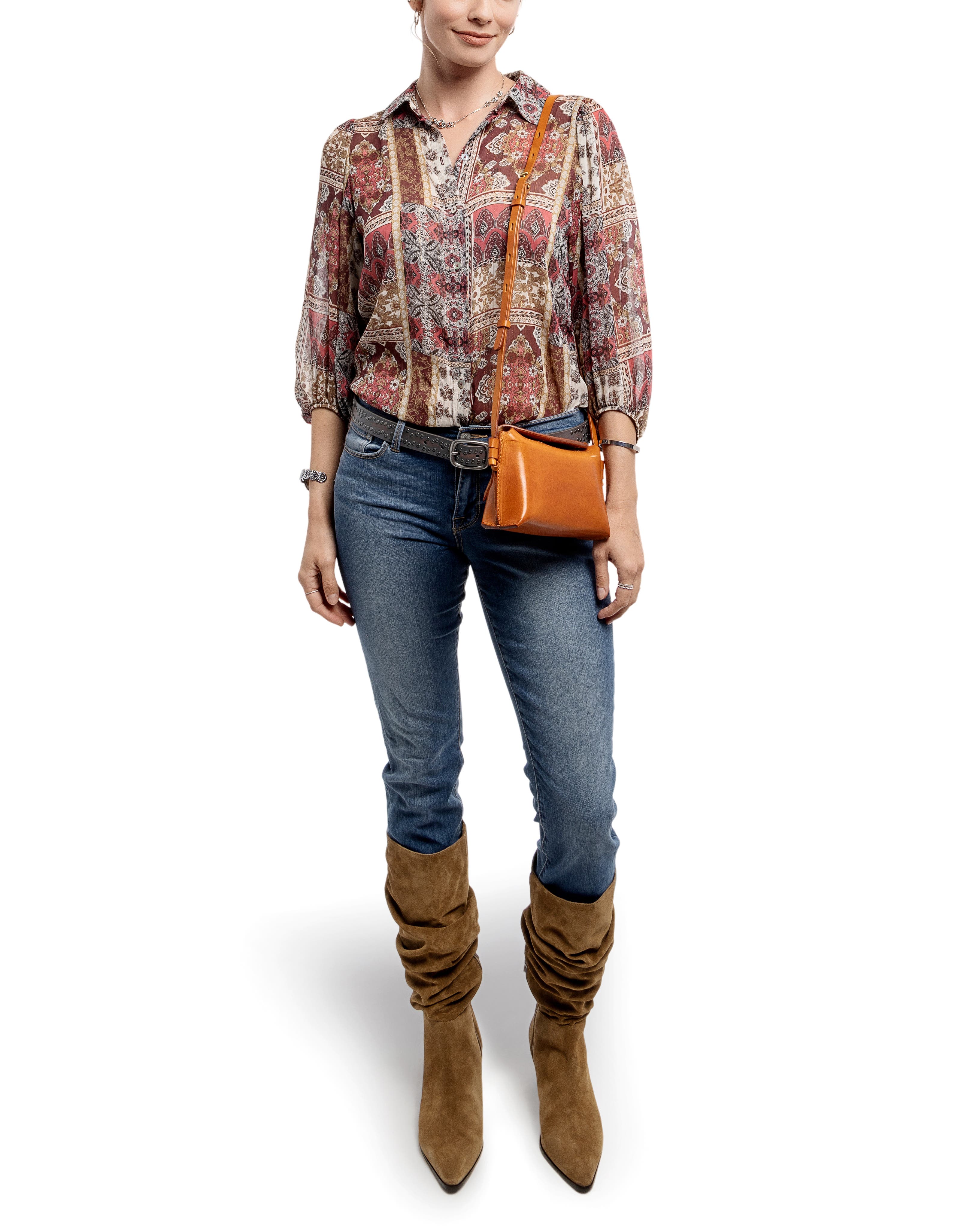 Snapper Genuine Leather Vintage Everyday Crossbody, Alternate, color, Caramel