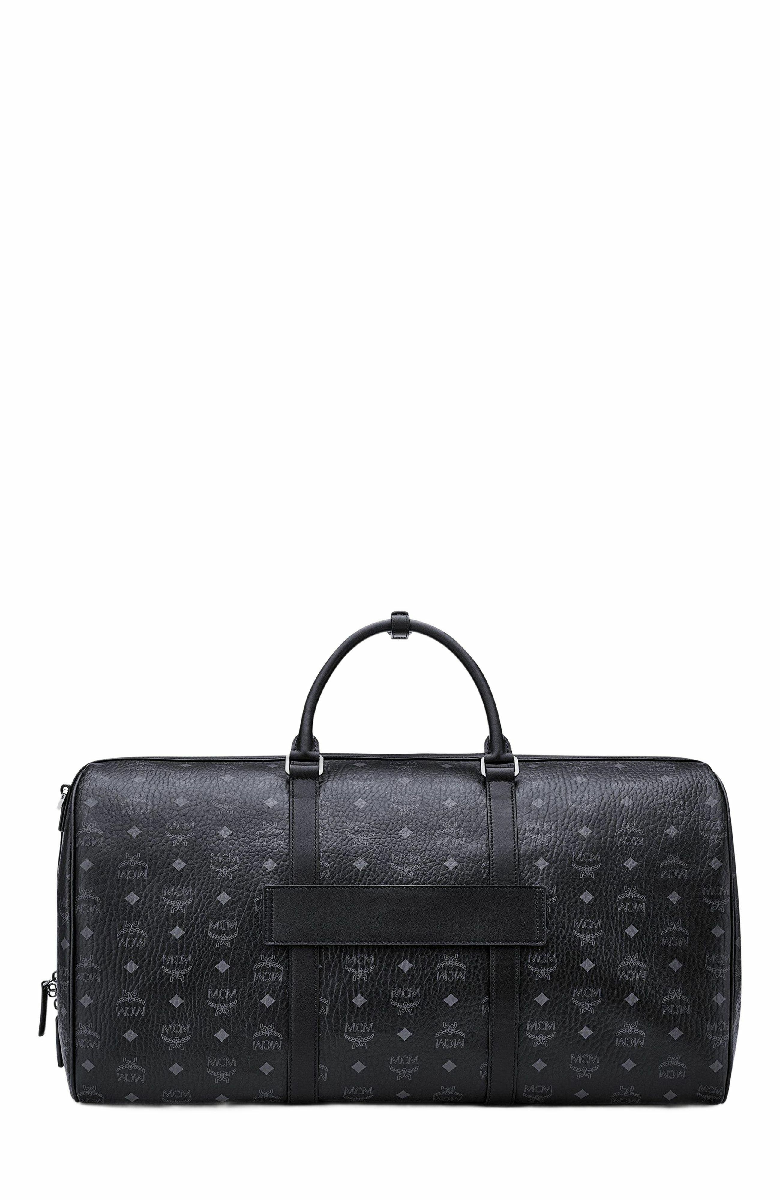 MCM Ottomar Weekender Bag in Visetos, Main, color, Black