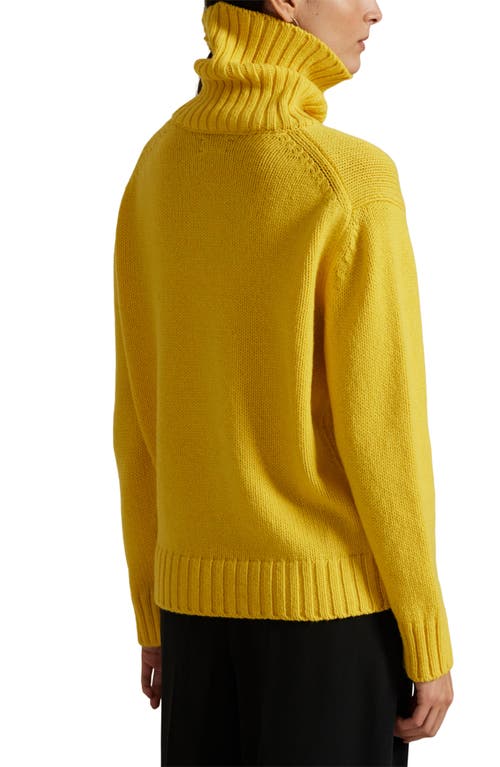 Polo Ralph Lauren Big Pony Turtleneck Wool Sweater In Yellow