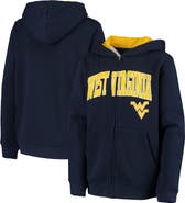 COLOSSEUM Youth Navy West Virginia Mountaineers Applique Arch & Logo Full-Zip Hoodie