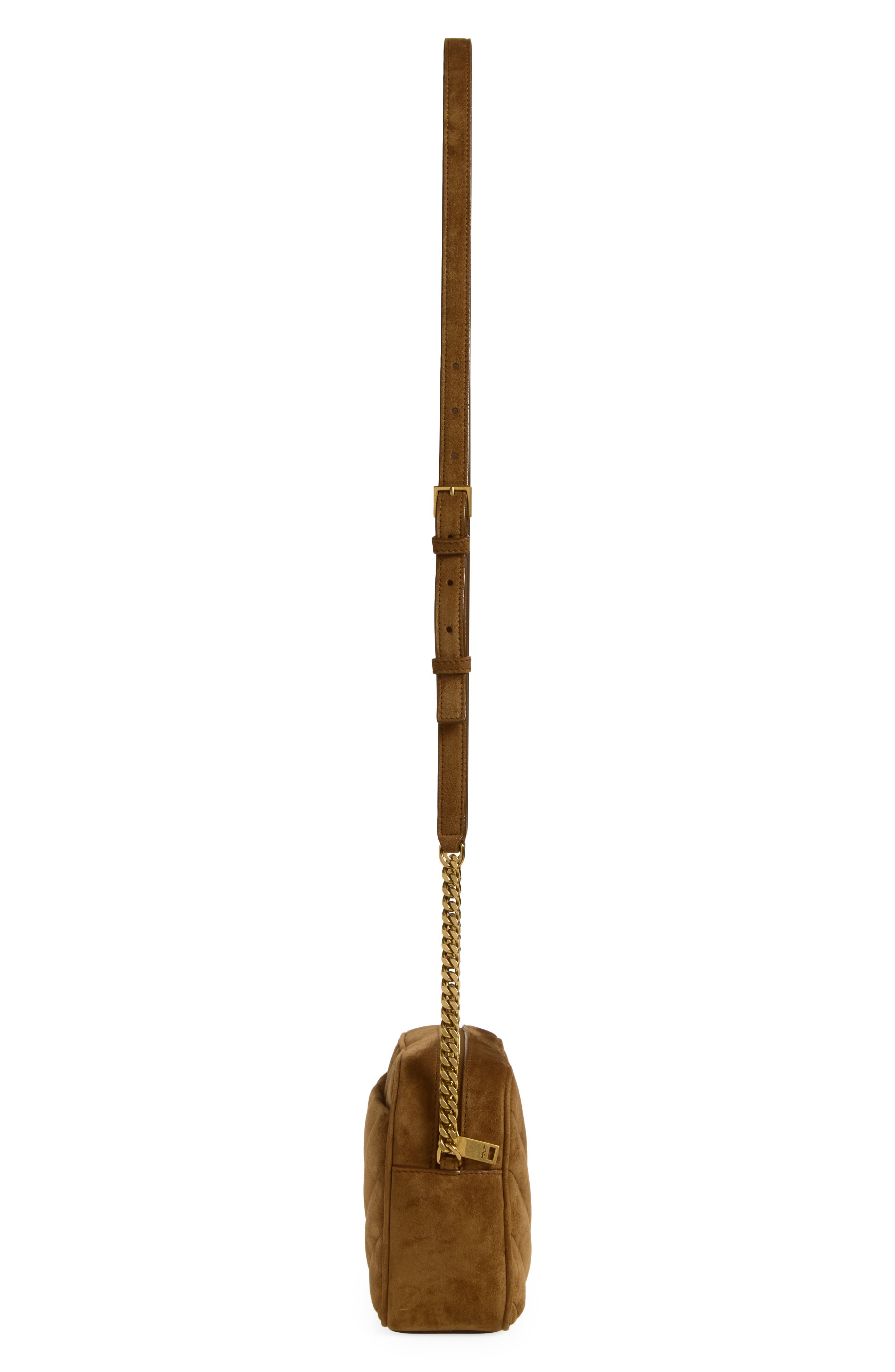 Loulou Matelassé Suede Camera Bag, Alternate, color, CARAMEL COGNAC