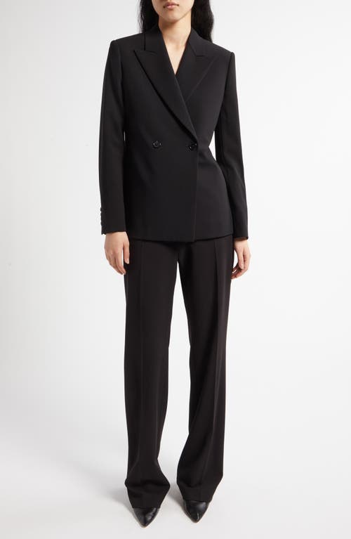 The Row Wallis Double Breasted Stretch Wool Crepe Blazer In Black