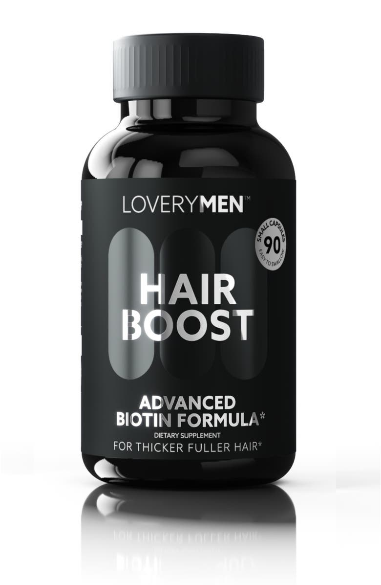 Lovery Men Beard Growth Supplement - Advanced Formula with Biotin, MSM - Thicker, Fuller Beard Support - 90 Capsules - Made in USA, Main, color, Black, Gold