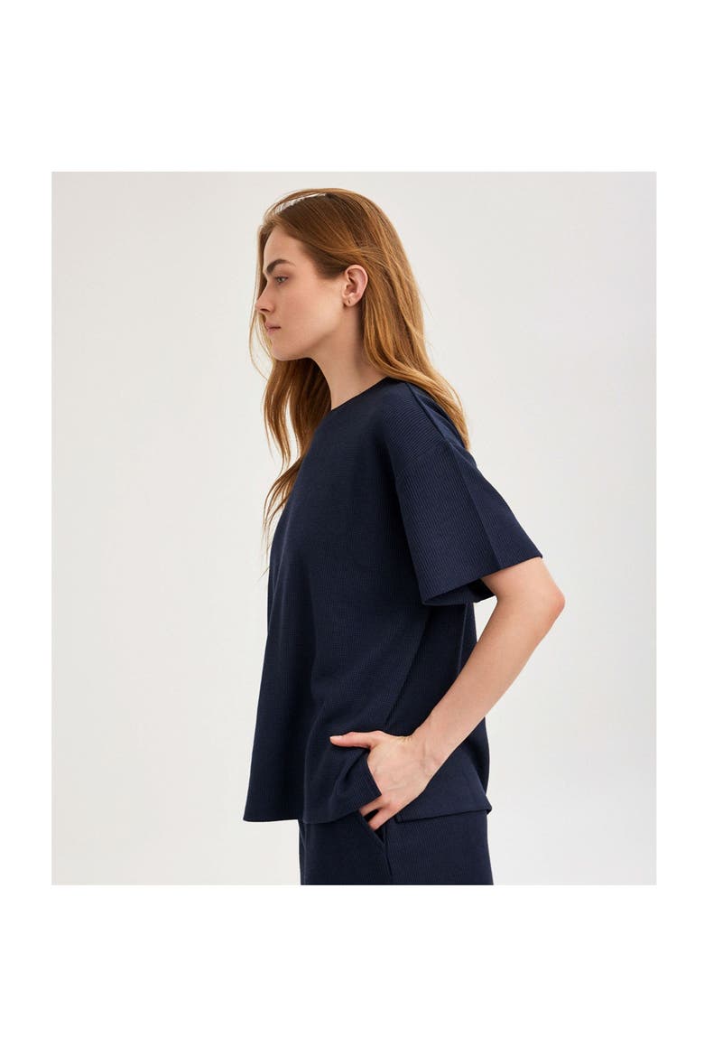 Summer Lounge Waffle T Shirt, Alternate, color, Navy