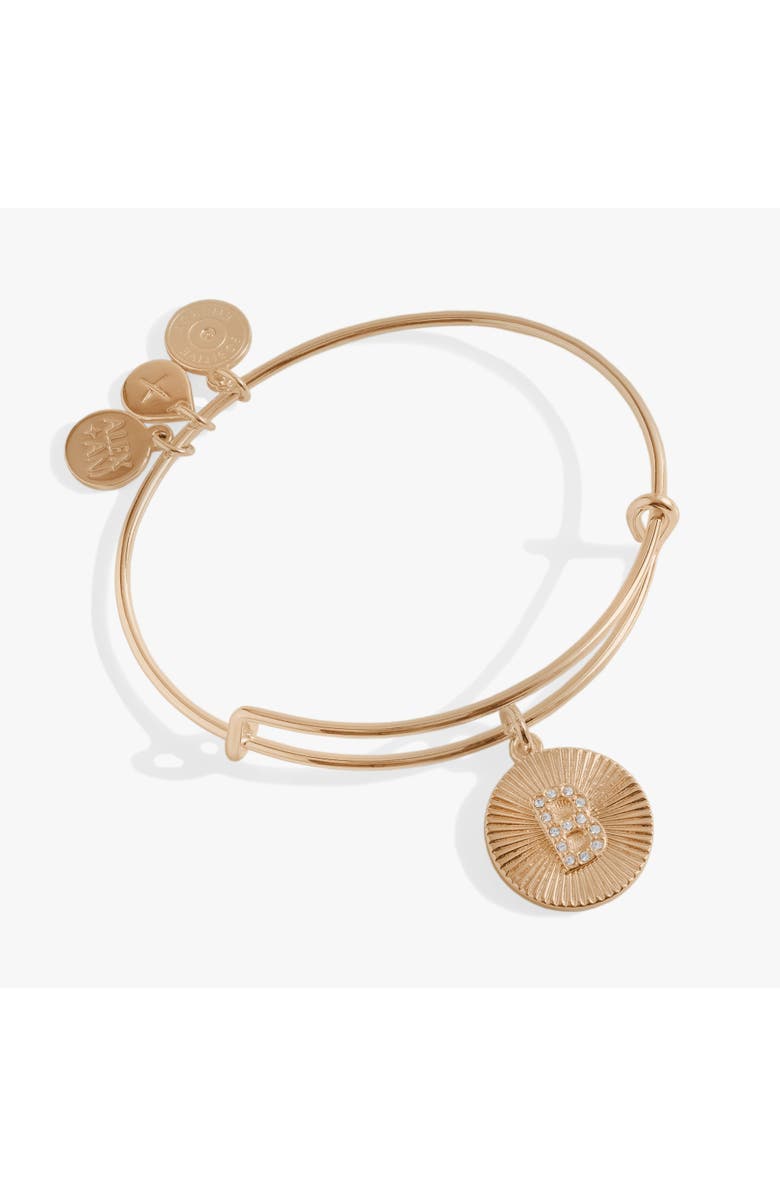 Alex and Ani Pave Starburst Texture Initial Bangle Bracelet, Main, color, Gold - B