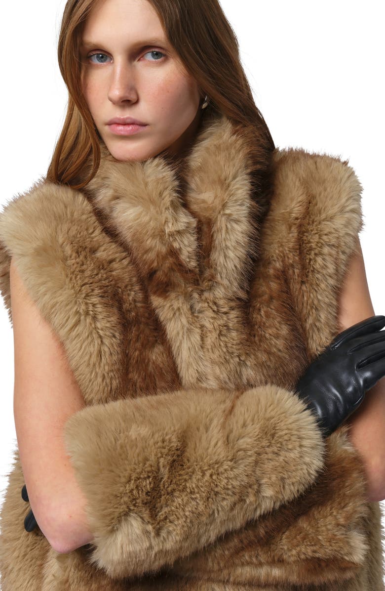 Apparis Robi Faux Fur Trim Faux Leather Gloves, Alternate, color,