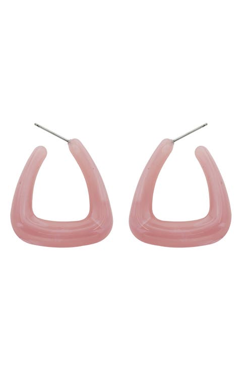Pink Resin Hoop Earrings