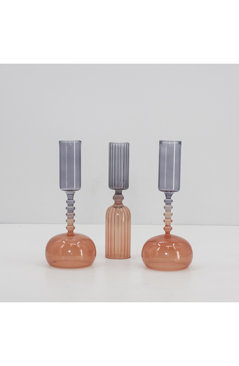 CG Hunter Etched Borosilicate Glass Bud Vases in Smoke, Main, color, Smoke