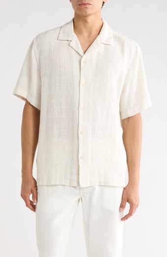 DENIM AND FLOWER Stripe Linen Blend Camp Shirt