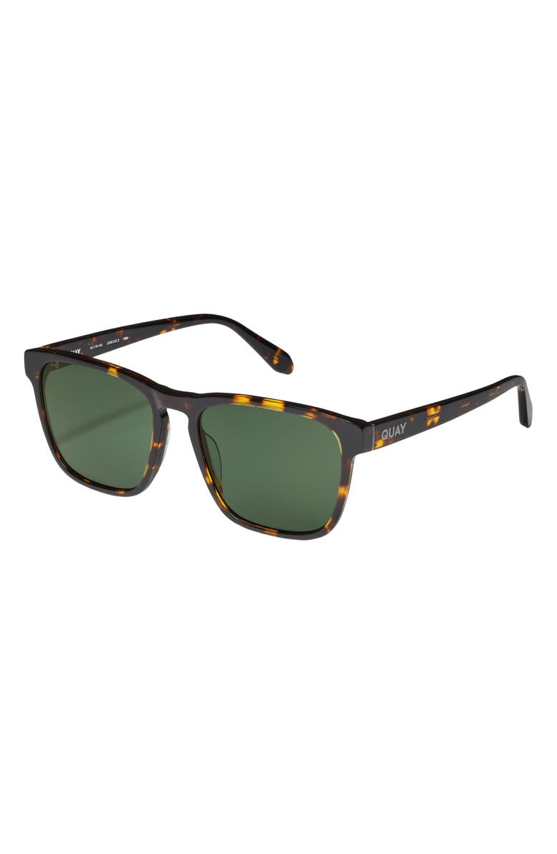QUAY Unplugged 56mm Polarized Square Sunglasses, Alternate, color, Tortoise/ Green Polarized