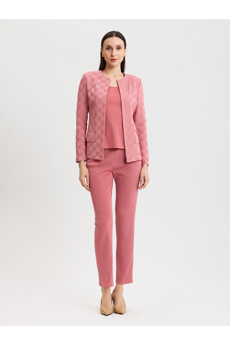 Tailored Tonal Checkered Knit Jacket, Main, color, Honey Suckle