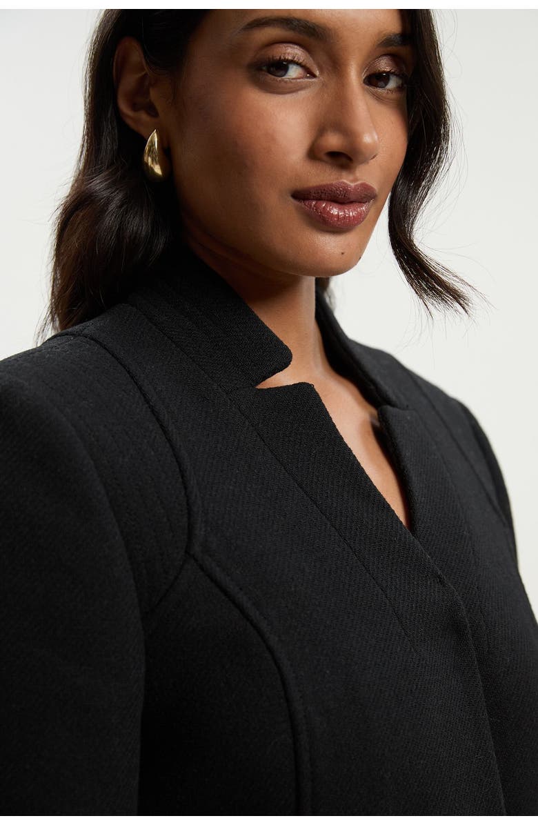 Karen Millen Wool Notch Neck Belted Maxi Coat, Alternate, color, Black