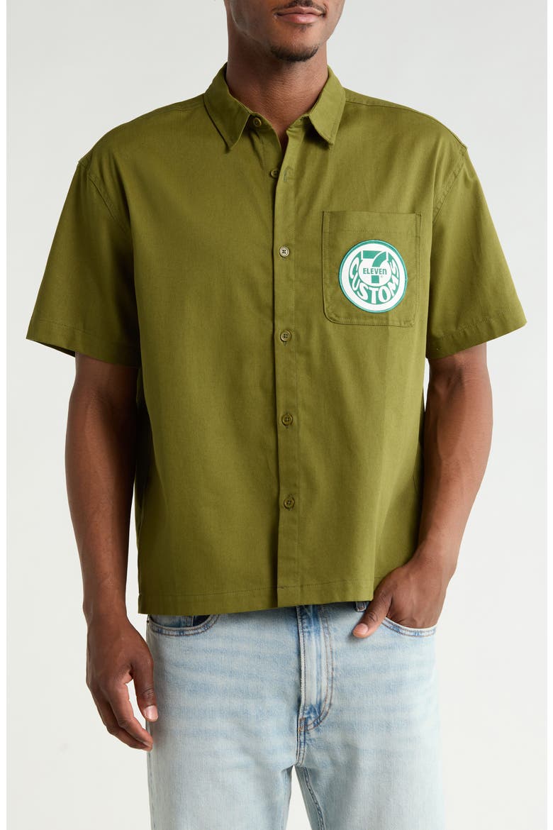 Seven Eleven Mechanic Button Shirt, Main, color, GREEN