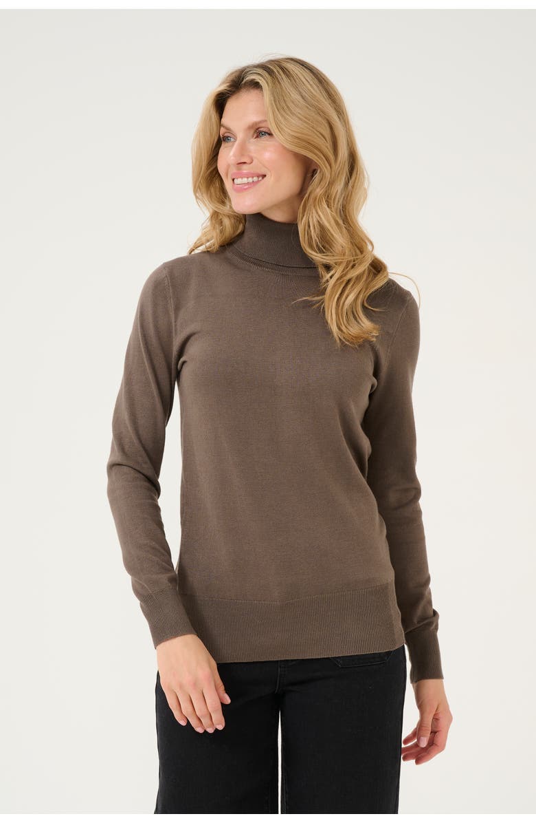 Kaffe Astrid Roll Neck Jumper, Main, color, Major Brown