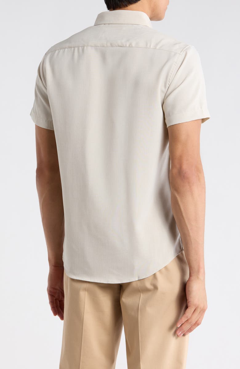 DENIM AND FLOWER Short Sleeve Button-Down Shirt, Alternate, color, Beige