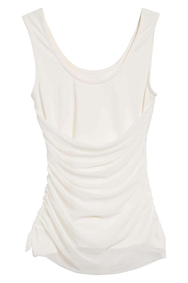 Vichyl Gathered Overlay Tank, Alternate, color, WHITE