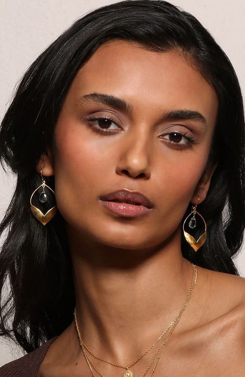 Satya Jewelry Transformed By Compassion Lotus Blue Topaz Earrings In Gold