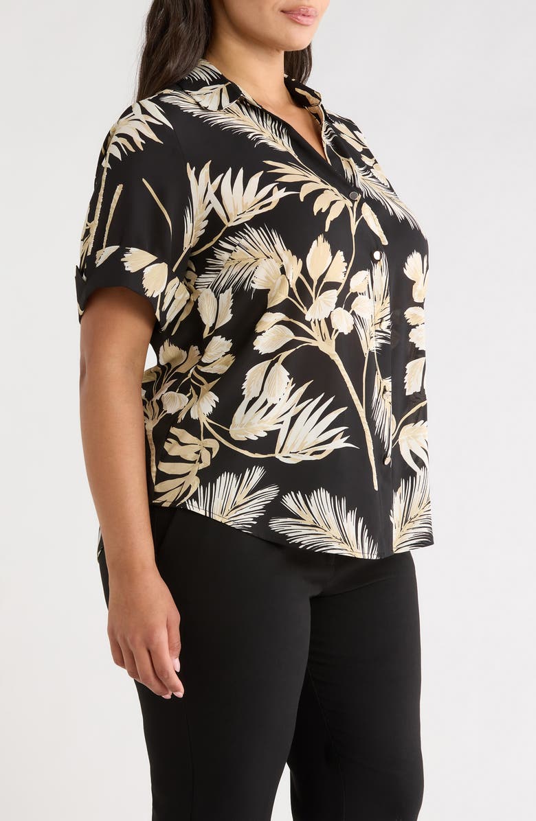 AK ANNE KLEIN Floral Print Shirt, Alternate, color, Anne Black Multi