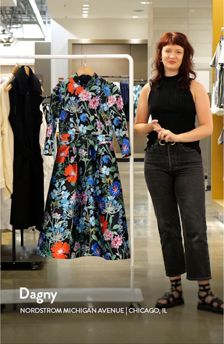 Floral Three-Quarter Sleeve Midi Fit & Flare Dress, sales video thumbnail