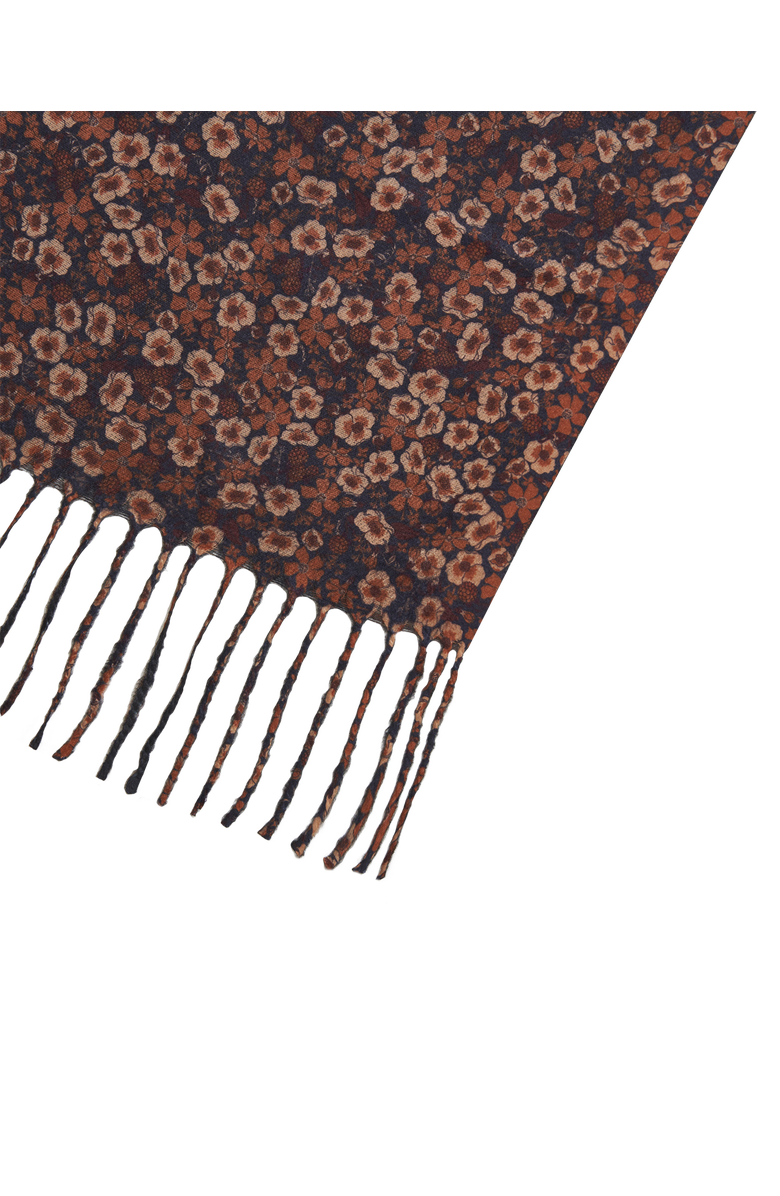 Fable England Deco Blooms Ditsy Black Scarf with Tassels, Alternate, color, Black